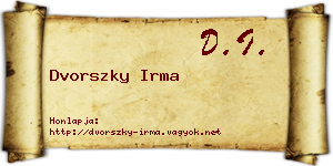 Dvorszky Irma névjegykártya