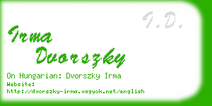 irma dvorszky business card